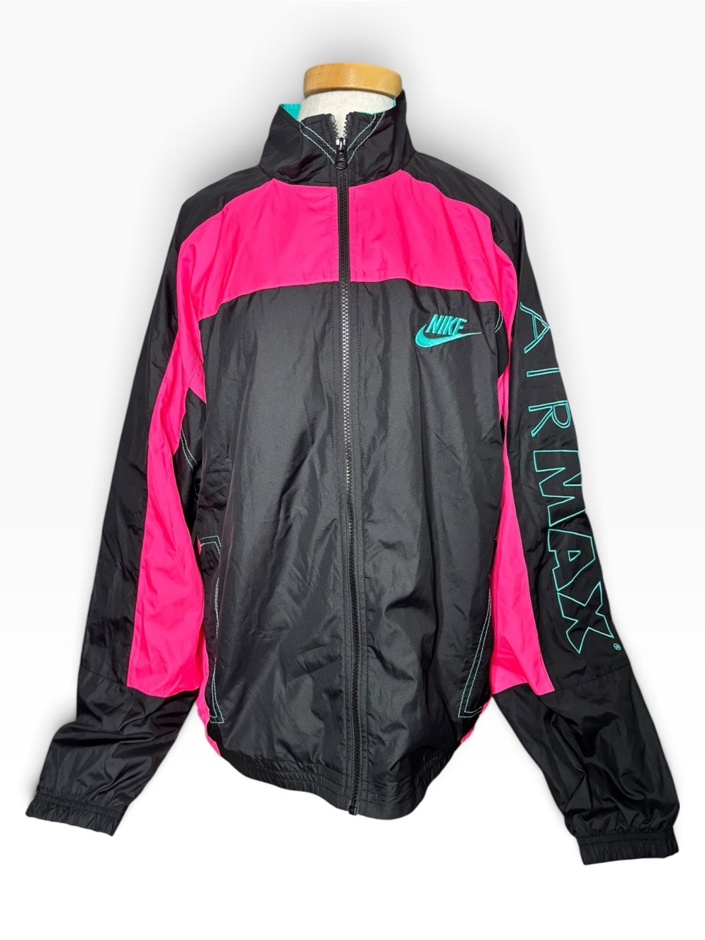Nike x Atmos NRG Vintage Patchwork Track Jacket Black Pink Jade Sz L - Picture 2 of 6